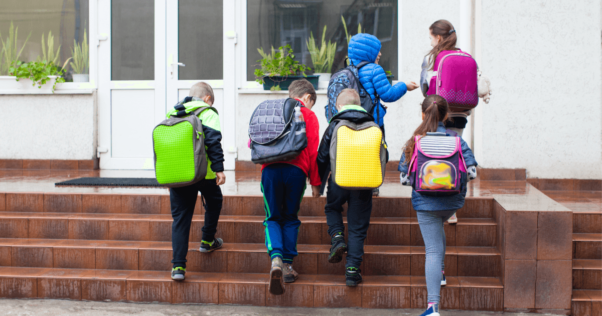 School pupils stock shot of children going to school